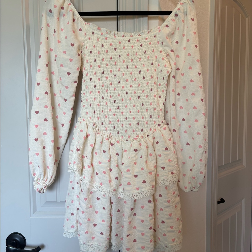Charming Heart Print Kids Dress
